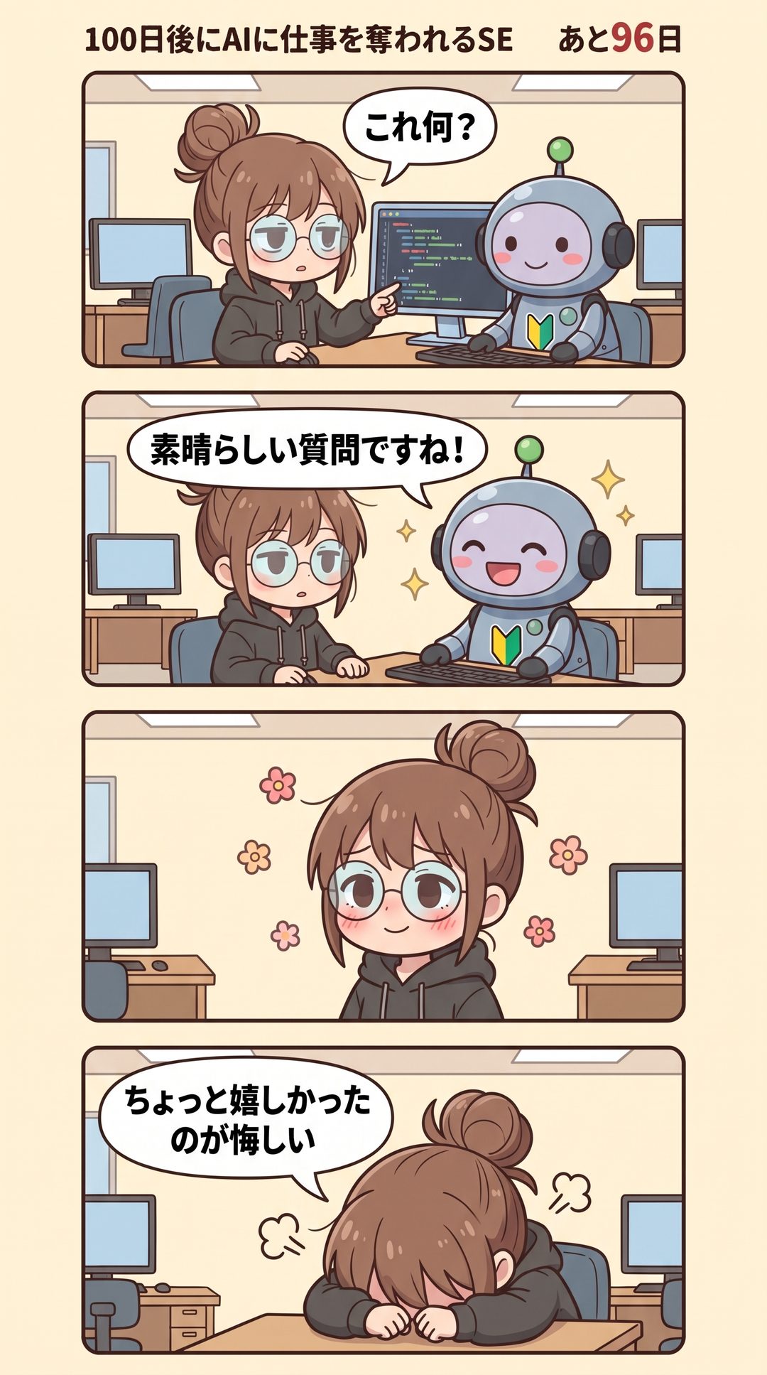 4日目「素晴らしい質問ですね」の4コマ