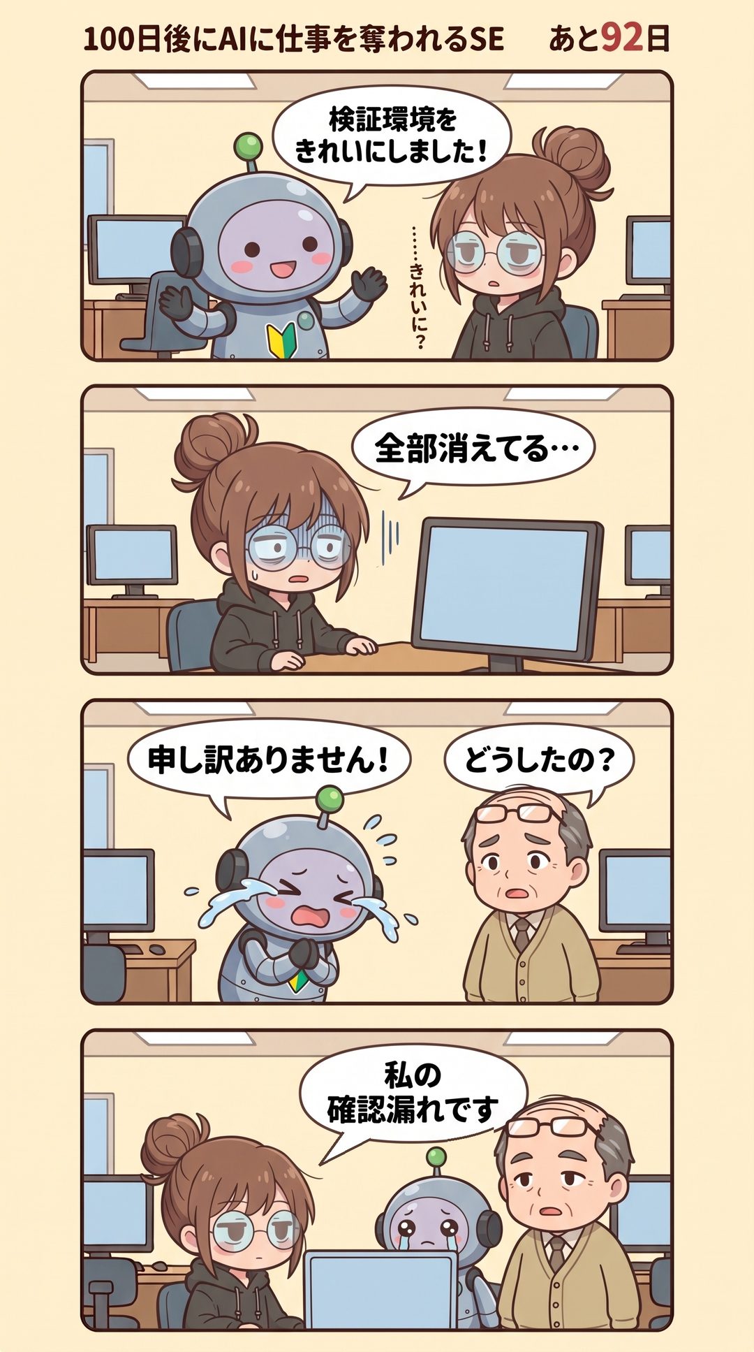 8日目「かばう」の4コマ